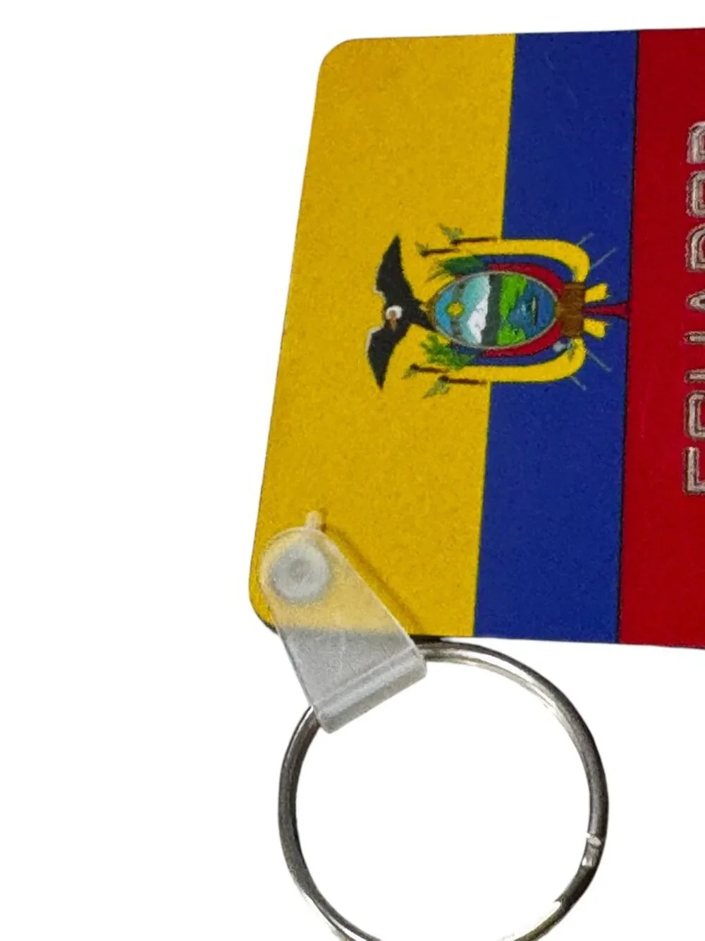 Ecuador Flag Keychain with Ring, Rectangular Design - Picture 6 of 8